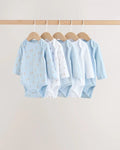 Blue 5 Pack Long Sleeve Bodysuit