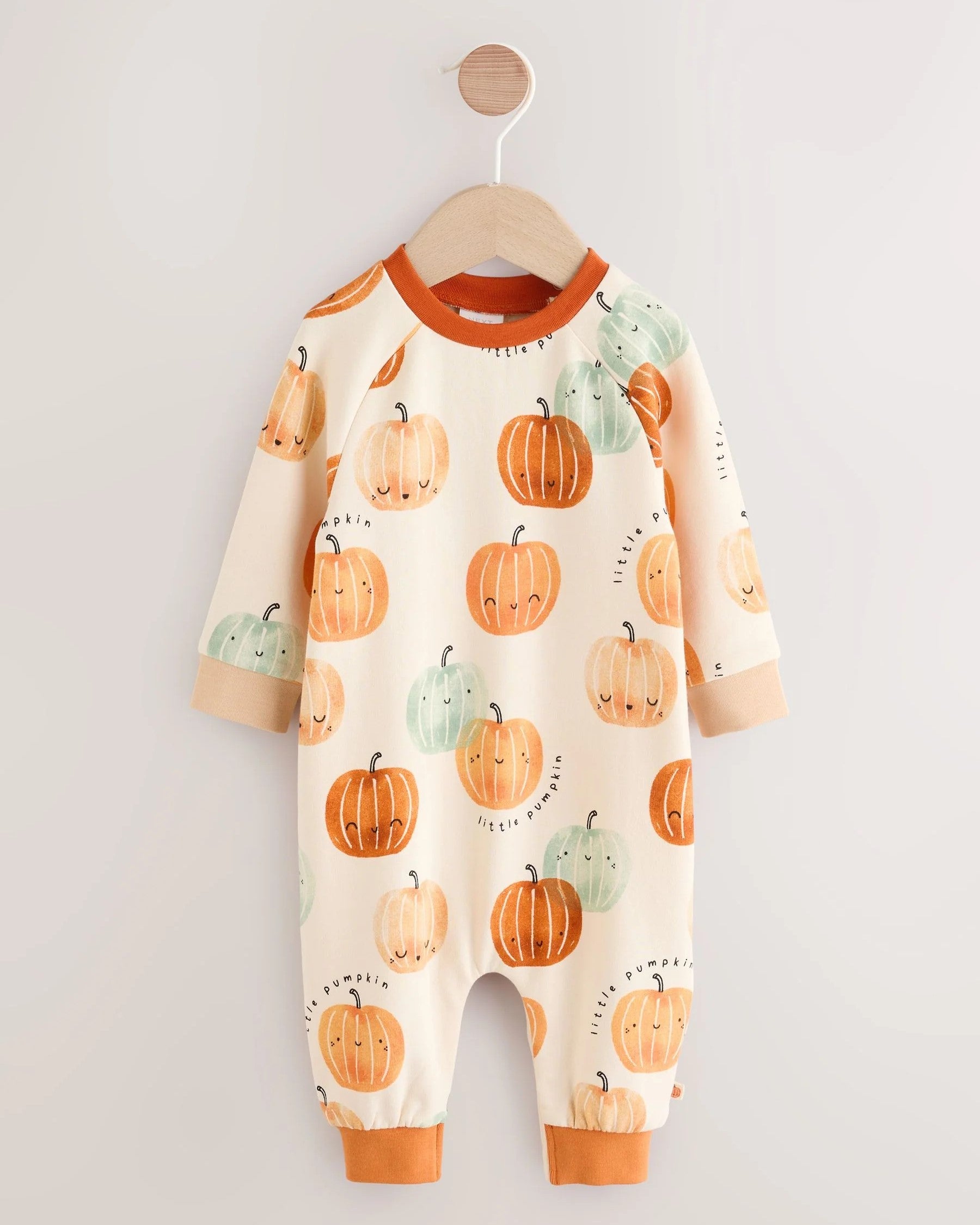 Orange Pumpkin Sweat Baby Romper