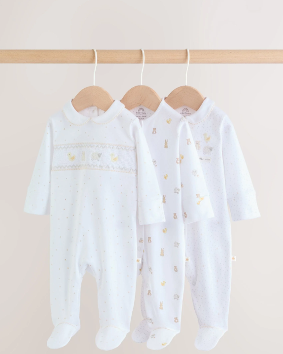 White Collar Baby Sleepsuits