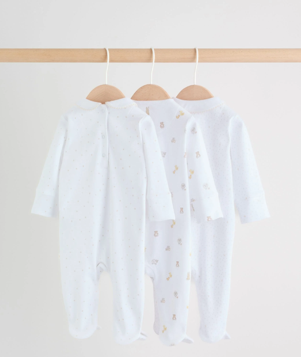 White Collar Baby Sleepsuits