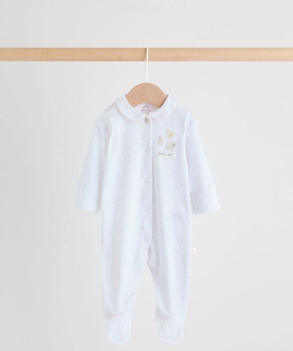 White Collar Baby Sleepsuits