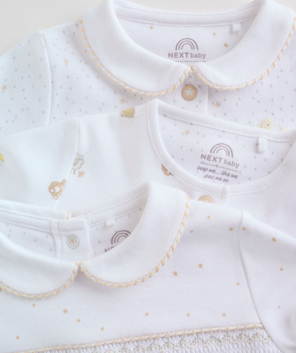 White Collar Baby Sleepsuits