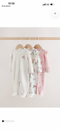 Pink powder 3 sleepsuits for baby girl