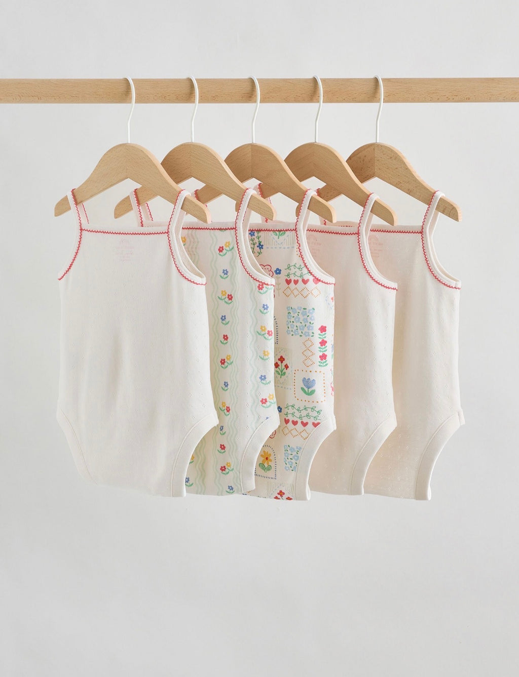 Cream Vest Baby Bodysuits 5 pack