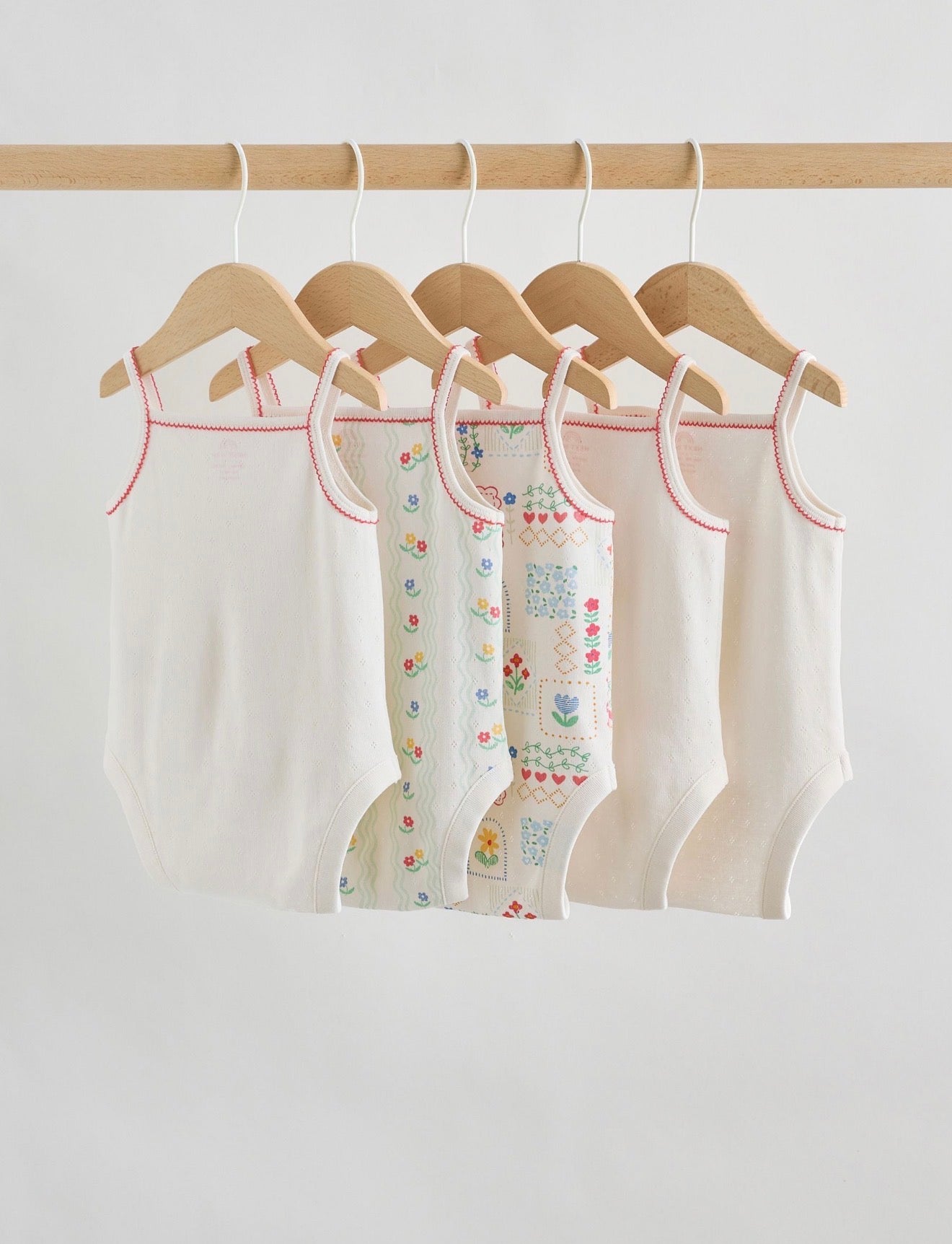 Cream Vest Baby Bodysuits 5 pack