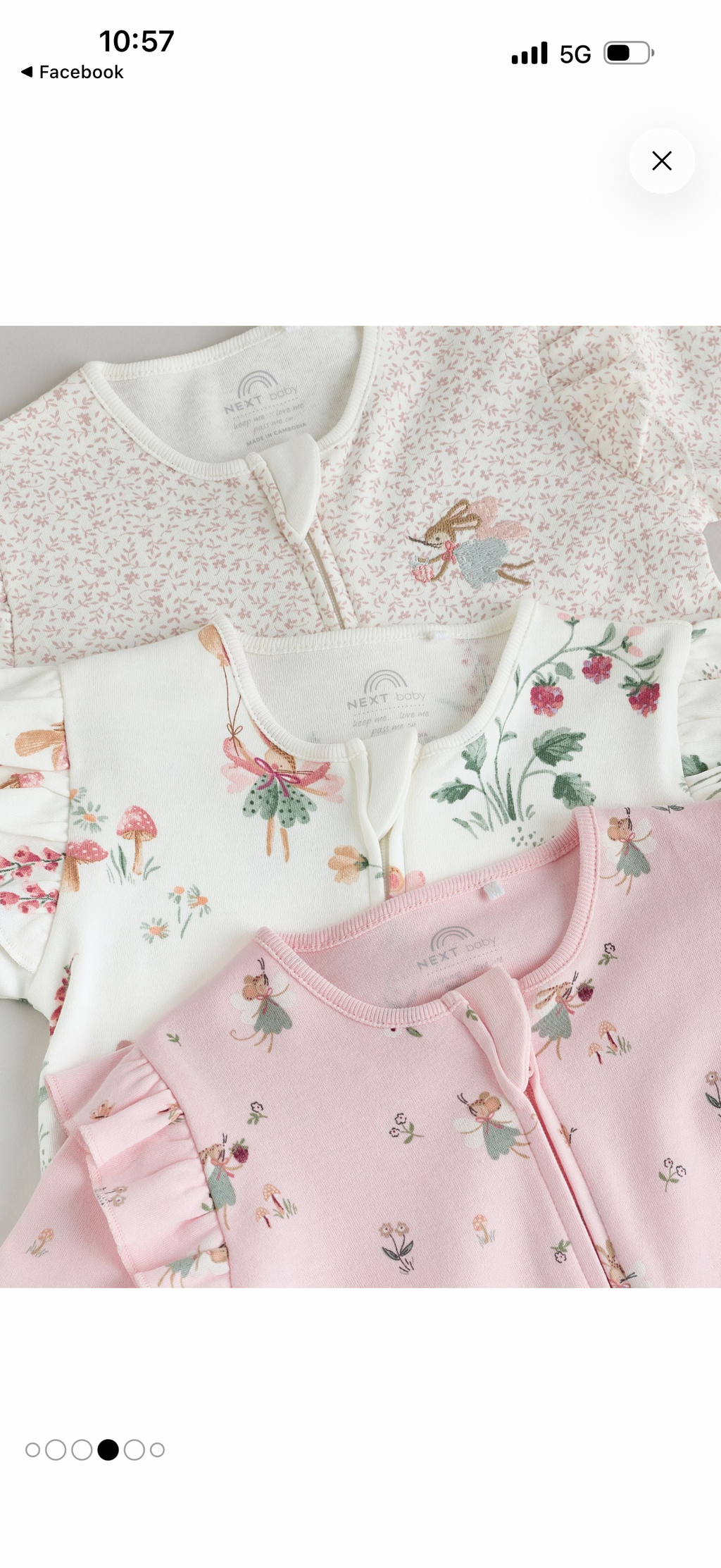 Pink powder 3 sleepsuits for baby girl
