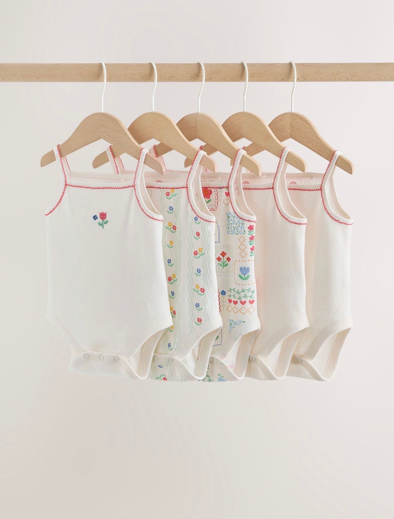 Cream Vest Baby Bodysuits 5 pack