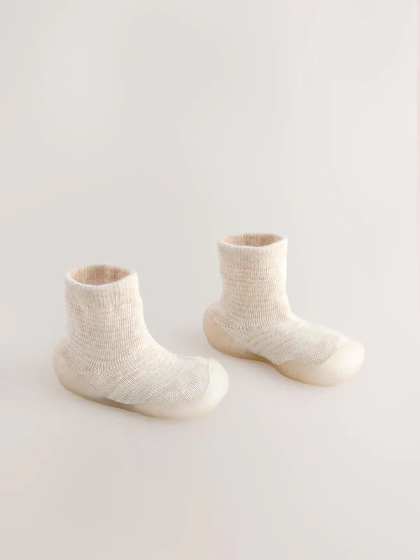 Neutral Stripe Crawler Sock Shoes
