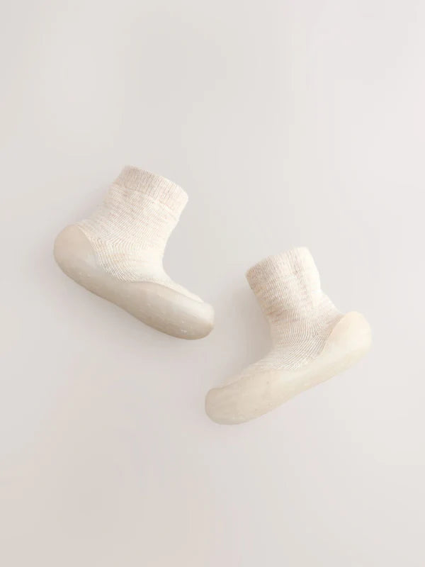 Neutral Stripe Crawler Sock Shoes