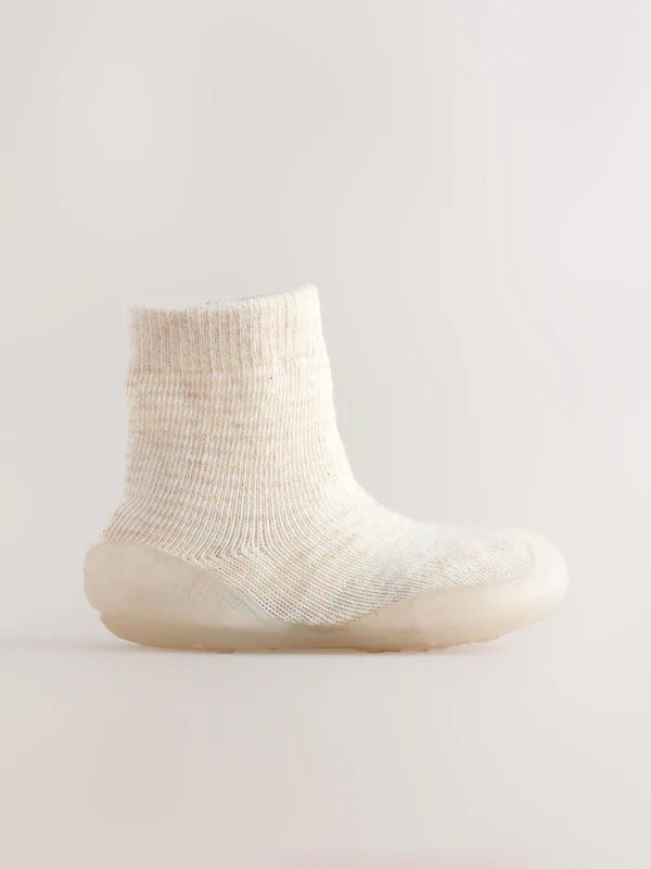 Neutral Stripe Crawler Sock Shoes