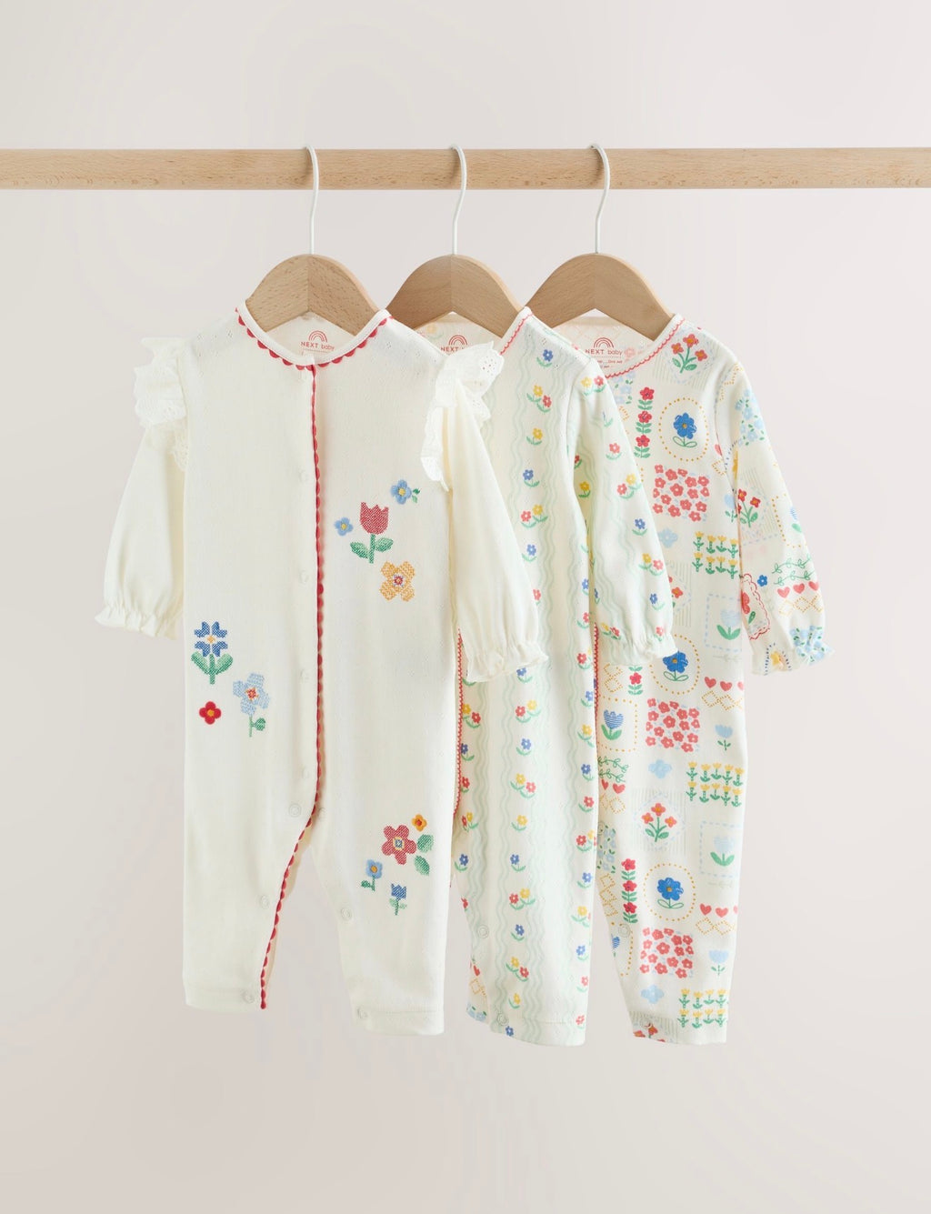 Red / White / Navy Baby Sleepsuits 3 Pack (0mths-3yrs)