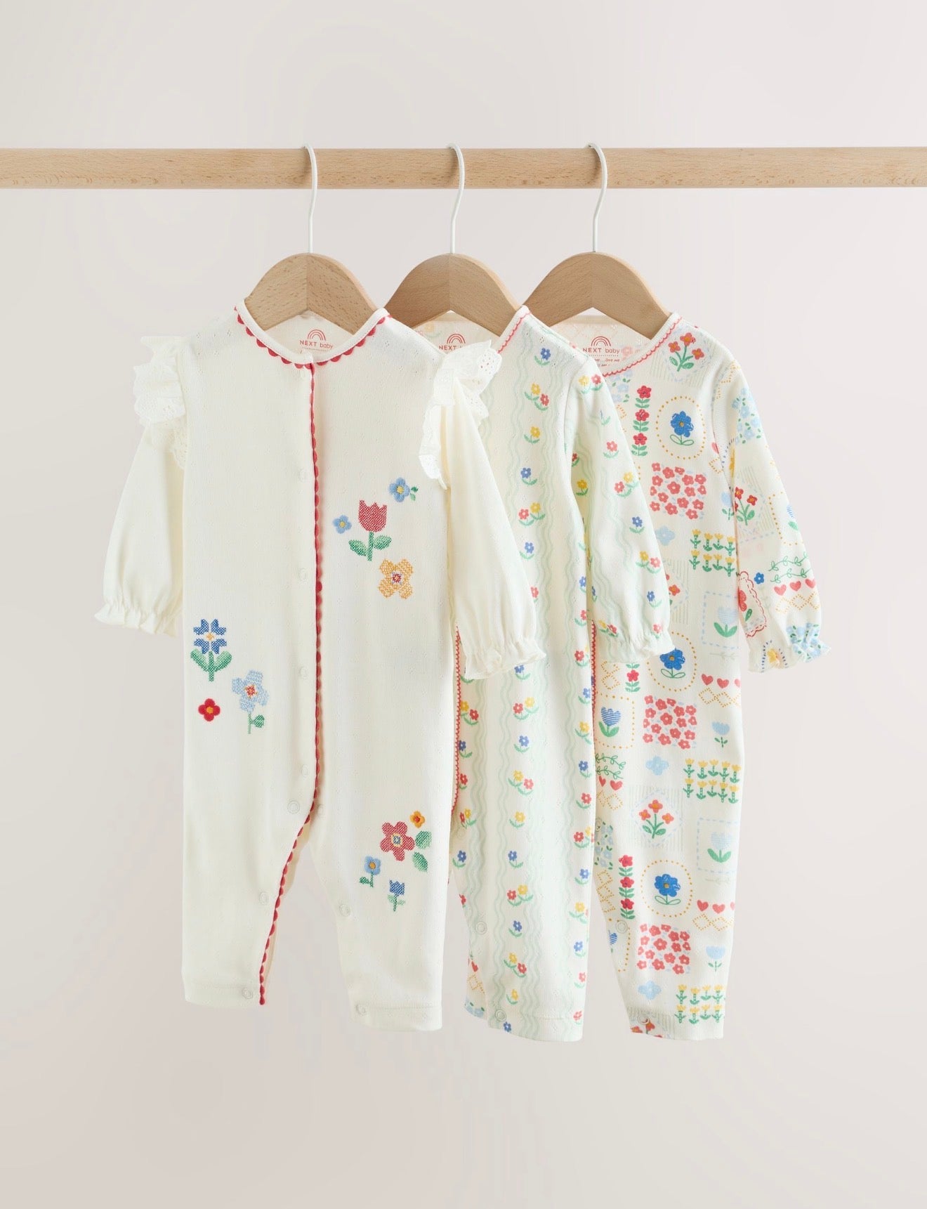Red / White / Navy Baby Sleepsuits 3 Pack (0mths-3yrs)
