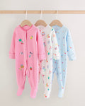 Pink baby sleepsuits 3 pack