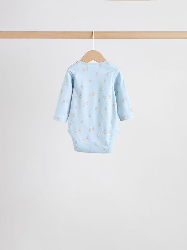 Blue 5 Pack Long Sleeve Bodysuit