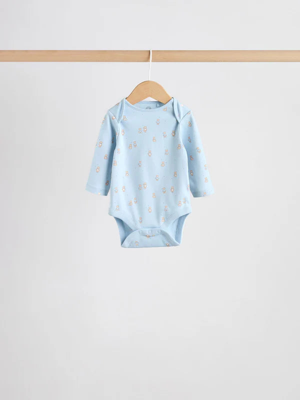 Blue 5 Pack Long Sleeve Bodysuit