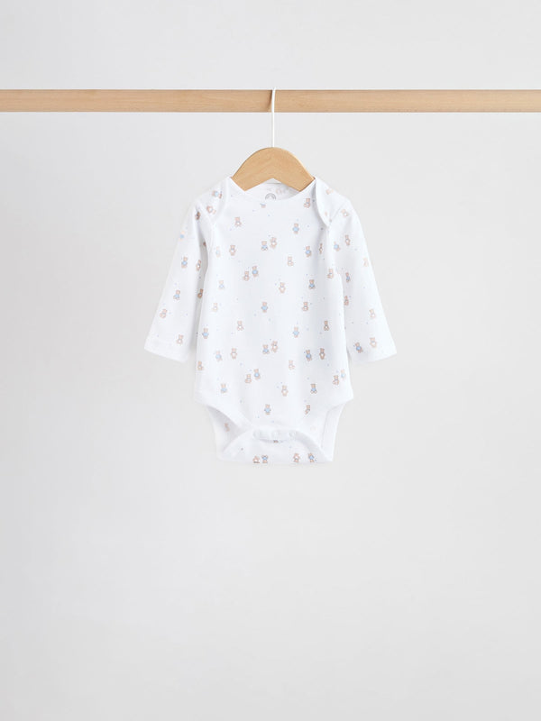 Blue 5 Pack Long Sleeve Bodysuit